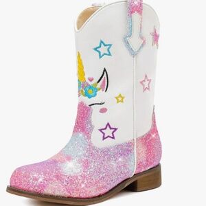 Unicorn Glitter Girls Cowgirl Boots